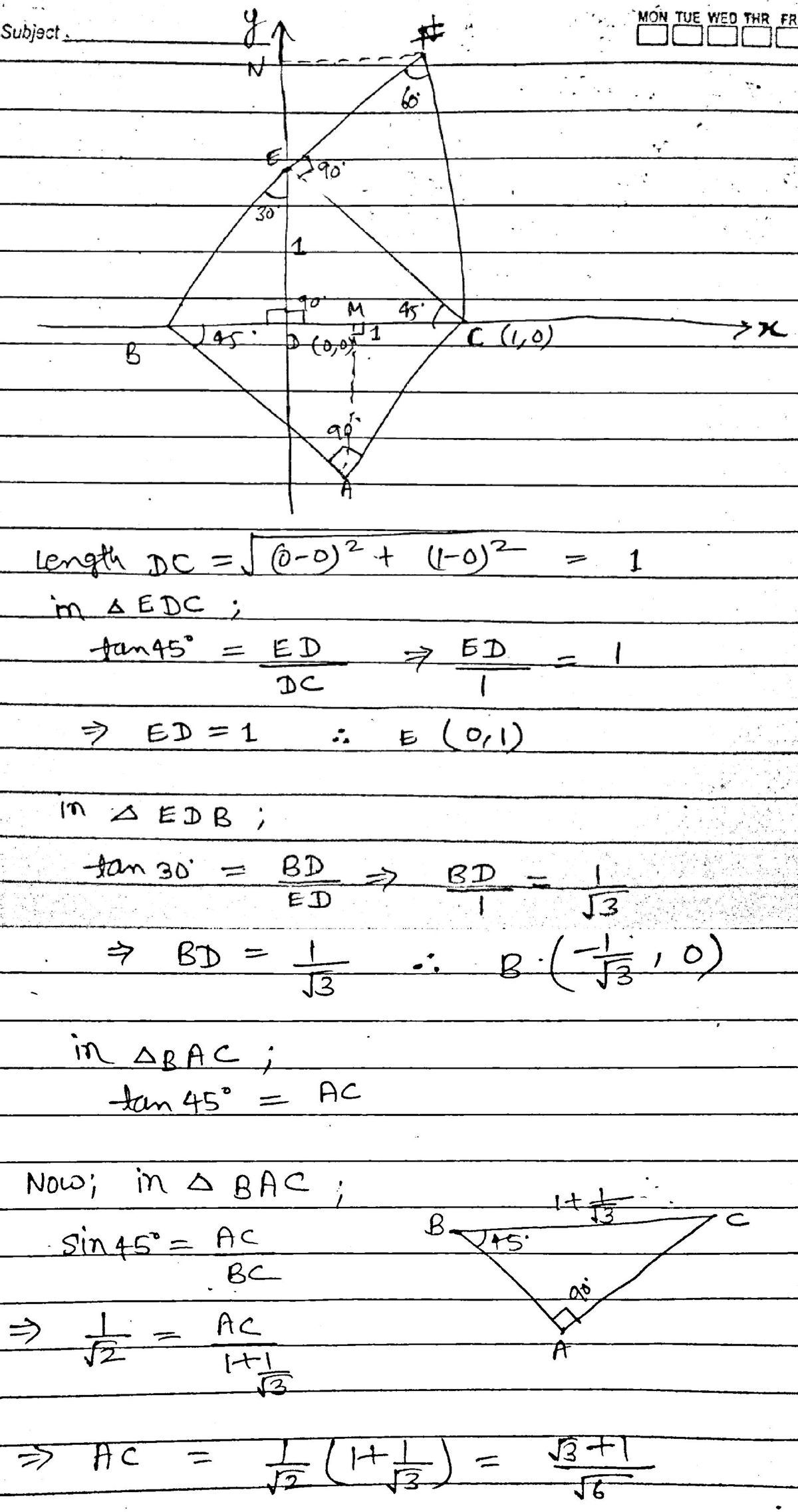 Trigonometry homework question answer, step 1, image 1